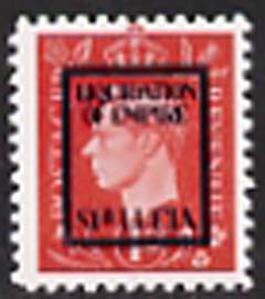 Great Britain 1944 Liquidation of Empire 1d propaganda forgery optd St Lucia  Maryland perf forgery unused - the word Forgery is either handstamped or printed on the back..., stamps on maryland, stamps on forgery, stamps on forgeries, stamps on  kg6 , stamps on  ww2 , stamps on 