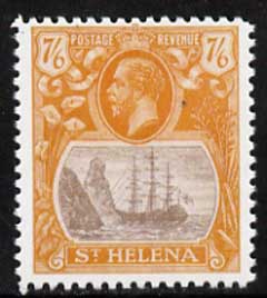 St Helena 1922-37 KG5 Badge 7s6d,  'Maryland' perf forgery 'unused' as SG 111 - the word Forgery is either handstamped or printed on the back and comes on a presentation card with descriptive notes, stamps on , stamps on  stamps on maryland, stamps on  stamps on forgery, stamps on  stamps on forgeries, stamps on  stamps on , stamps on  stamps on  kg5 , stamps on  stamps on , stamps on  stamps on ships