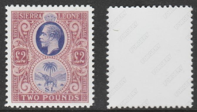 Sierra Leone 1912-21 KG5 2,  'Maryland' perf forgery 'unused' as SG 129 - the word Forgery is either handstamped or printed on the back and comes on a presentation card with descriptive notes, stamps on maryland, stamps on forgery, stamps on forgeries, stamps on , stamps on  kg5 , stamps on , stamps on elephants