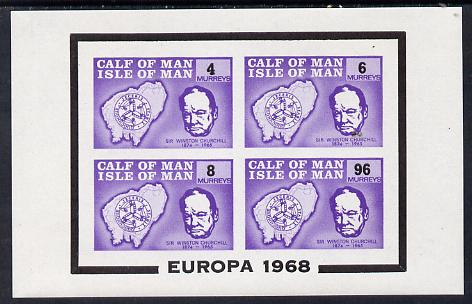 Calf of Man 1968 Europa opt on Churchill imperf m/sheet (4, 6, 8 & 96m violet) (Rosen CA116MS) unmounted mint, stamps on , stamps on  stamps on churchill  europa  maps  personalities