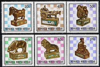 Mongolia 1981 Mongolian Chess Pieces perf set of 6 unmounted mint, SG 1384-89, stamps on , stamps on  stamps on chess