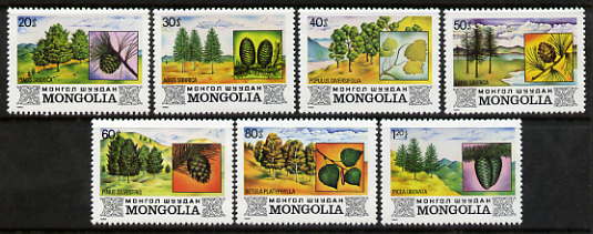 Mongolia 1982 Trees perf set of 7 unmounted mint, SG 1461-67, stamps on trees, stamps on 