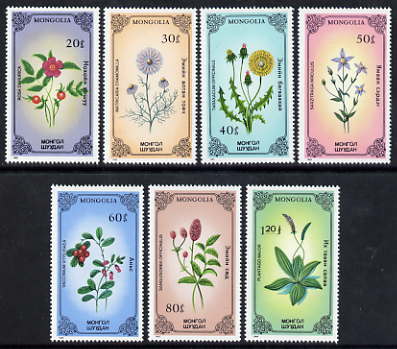 Mongolia 1985 Plants perf set of 7 unmounted mint, SG 1689-95, stamps on , stamps on  stamps on flowers