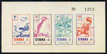 Stroma 1964 Europa (Birds) imperf sheetlet containing set of 4 on buff paper unmounted mint, stamps on , stamps on  stamps on europa, stamps on  stamps on birds, stamps on  stamps on gull, stamps on  stamps on cormorant, stamps on  stamps on petrel, stamps on  stamps on guillemot