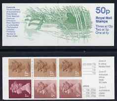Great Britain 1986-87 Pond Life #3 (Moorhen & Grebe) 50p booklet complete, SG FB35, stamps on birds, stamps on ducks, stamps on ponds