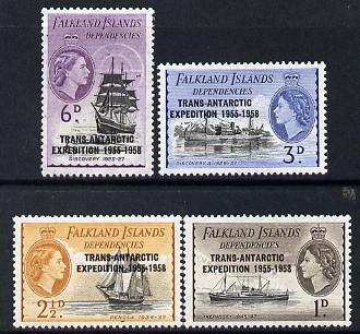 Falkland Islands Dependencies 1956 Trans-Antarctic Exhibition set of 4 unmounted mint, SG G41-44*, stamps on , stamps on  stamps on ships   polar