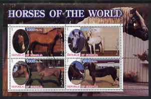 Somalia 2002 Horses of the World perf sheetlet #2 containing 4 values, fine cto used , stamps on , stamps on  stamps on horses