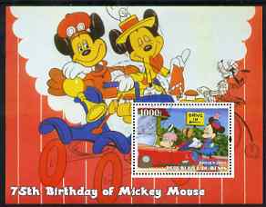 Benin 2004 75th Birthday of Mickey Mouse - Mickey at Drive-in perf m/sheet fine cto used, stamps on , stamps on  stamps on disney, stamps on  stamps on films, stamps on  stamps on movies, stamps on  stamps on cinema, stamps on  stamps on cars