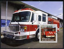 Ivory Coast 2004 Fire Engines #3 perf m/sheet, fine cto used, stamps on fire