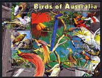 Kyrgyzstan 2004 Fauna of the World - Birds of Australia perf sheetlet containing 6 values cto used, stamps on , stamps on  stamps on animals, stamps on  stamps on parrots, stamps on  stamps on birds, stamps on  stamps on paradise, stamps on  stamps on 