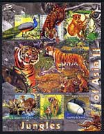 Kyrgyzstan 2004 Fauna of the World - Jungles of Asia #2 perf sheetlet containing 6 values cto used, stamps on , stamps on  stamps on animals, stamps on  stamps on tigers, stamps on  stamps on cats, stamps on  stamps on birds