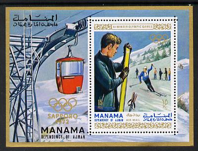 Manama 1970 Winter Olympics (1st issue) m/sheet unmounted mint (Mi BL 90A) , stamps on sport    skiing    olympics