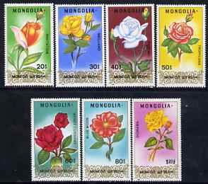 Mongolia 1988 Roses perf set of 7 values unmounted mint, SG 1920-26, stamps on flowers, stamps on roses