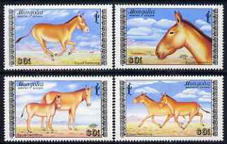 Mongolia 1988 Asiatic Wild Ass perf set of 4 values unmounted mint, SG 1967-70, stamps on animals, stamps on donkeys