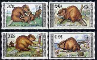 Mongolia 1989 Eurasian Beaver perf set of 4 values unmounted mint, SG 1993-96, stamps on animals, stamps on beavers