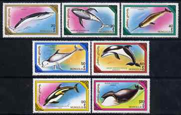 Mongolia 1990 Marine Mammals perf set of 7 values unmounted mint SG 2113-19, stamps on mammals, stamps on whales, stamps on dolphins