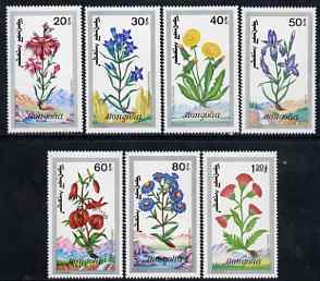 Mongolia 1991 Flowers perf set of 7 values unmounted mint, SG 2210-16, stamps on , stamps on  stamps on flowers