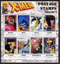 Mongolia 1995 X-Men (comic strip) perf sheetlet containing set of 8 values unmounted mint, SG 2511a, stamps on , stamps on  stamps on cartoons, stamps on  stamps on comics, stamps on  stamps on sci-fi, stamps on  stamps on fantasy