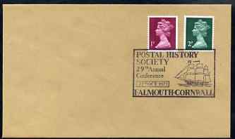 Postmark - Great Britain 1973 cover for Postal History Society 29th Conference at Falmouth with illustrated (Tall Ship) cancel, stamps on , stamps on  stamps on postal, stamps on  stamps on ships