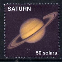 Planet Saturn (Fantasy) 50 solars perf label for Saturnian Local mail unmounted mint on ungummed paper, stamps on space, stamps on planets, stamps on cinderella, stamps on sci-fi