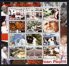 Buriatia Republic 2003 Pope John Paul II perf sheetlet #04 containing complete set of 12 values (inscribed Pope Joan Paul II) unmounted mint, stamps on , stamps on  stamps on religion, stamps on  stamps on pope, stamps on  stamps on personalities