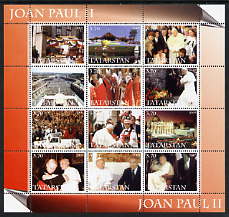 Tatarstan Republic 2003 Pope John Paul II perf sheetlet #03 containing complete set of 12 values (inscribed Pope Joan Paul II) unmounted mint, stamps on religion, stamps on pope, stamps on personalities