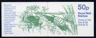 Great Britain 1986-87 Pond Life #4 (Snails & Beetles) 50p booklet complete, SG FB36, stamps on snails, stamps on beetles, stamps on insects, stamps on shells, stamps on ponds