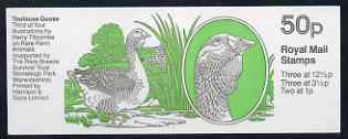 Great Britain 1982-83 Rare Farm Animals #3 (Toulouse Goose) 50p booklet complete, SG FB25, stamps on farming, stamps on animals, stamps on geese