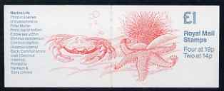 Great Britain 1988-89 Marine Life #3 (Sea Urchin & Starfish) £1 booklet complete, SG FH17, stamps on marine life, stamps on 