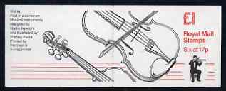 Great Britain 1986-87 Musical Instruments #1 (Violin) Â£1 booklet complete, SG FH5, stamps on , stamps on  stamps on music, stamps on  stamps on violins, stamps on  stamps on musical instruments