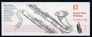 Great Britain 1986-87 Musical Instruments #3 (Bass Clarinet) Â£1 booklet complete, SG FH7, stamps on , stamps on  stamps on music, stamps on  stamps on clarinets, stamps on  stamps on musical instruments