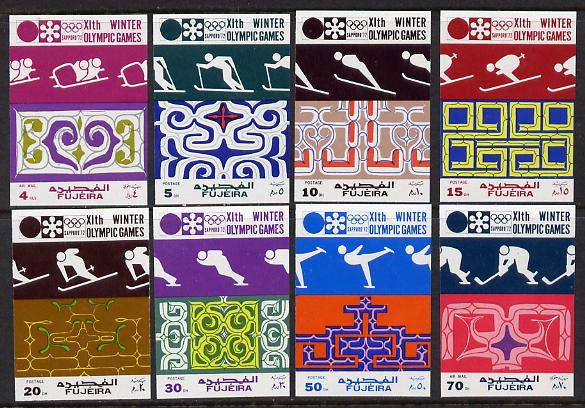 Fujeira 1971 Sapporo Winter Olympics imperf set of 8 unmounted mint, Mi 719-26B, stamps on , stamps on  stamps on sport, stamps on  stamps on skiing, stamps on  stamps on ice hockey, stamps on  stamps on bobsled, stamps on  stamps on skating, stamps on  stamps on olympics
