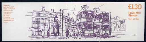 Great Britain 1984-85 Trams #2 (Glasgow) £1.30 folded booklet with margin at right SG FL4B, stamps on transport, stamps on trams, stamps on scots, stamps on scotland