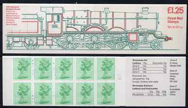 Great Britain 1983 Railway Engines #1 (GWR Isambard Kingdom Brunel) Â£1.25 folded booklet with margin at right SG FK5B, stamps on , stamps on  stamps on railways