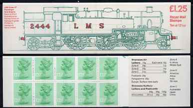 Great Britain 1983 Railways Engines #2 (LMS Tank Loco) £1.25 folded booklet with margin at right SG FK6B, stamps on railways