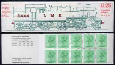 Great Britain 1983 Railways Engines #2 (LMS Tank Loco) £1.25 folded booklet with margin at left SG FK6A, stamps on railways