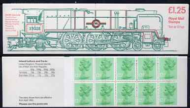 Great Britain 1983 Railways Engines #4 (SR/BR Clan Line) £1.25 folded booklet with margin at left SG FK8A, stamps on railways