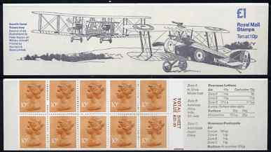 Great Britain 1979-81 Military Aircraft #2 (Sopwith Camel & Vickers Vimy) Â£1.00 folded booklet with margin at right SG FH2B, stamps on , stamps on  stamps on aviation, stamps on  stamps on sopwith, stamps on  stamps on vickers