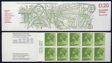 Great Britain 1979-81 Industrial Archaeology Series #2 (Beetle Mill, Ireland) £1.20 folded booklet with margin at left SG FJ1A, stamps on mills, stamps on weaving