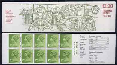 Great Britain 1979-81 Industrial Archaeology Series #2 (Beetle Mill, Ireland) £1.20 folded booklet with margin at right SG FJ1B, stamps on mills, stamps on weaving
