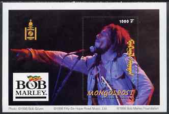 Mongolia 1998 Bob Marley perf m/sheet unmounted mint, stamps on , stamps on  stamps on pops, stamps on  stamps on music, stamps on  stamps on 