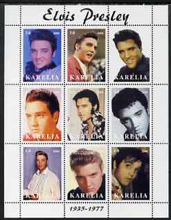 Karelia Republic 2000 Elvis Presley perf sheetlet containing 9 values unmounted mint, stamps on , stamps on  stamps on music, stamps on  stamps on personalities, stamps on  stamps on elvis, stamps on  stamps on entertainments, stamps on  stamps on films, stamps on  stamps on cinema