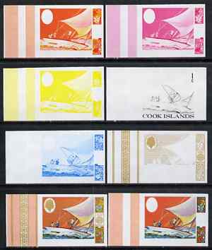 Cook Islands 1968 Dinghy Sailing 1c (from Mexico Olympic Games set) the set of 8 imperf progressive proofs comprising the 5 individual colours plus 2, 3 and 4-colour composites, as SG 277 unmounted mint, stamps on , stamps on  stamps on sport, stamps on  stamps on olympics, stamps on  stamps on sailing