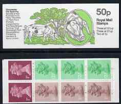 Great Britain 1982-83 Rare Farm Animals #2 (Gloucester Old Spot Pig) 50p booklet complete, SG FB24b (showing corrected rate 200g = 36p), stamps on , stamps on  stamps on farming, stamps on  stamps on animals, stamps on  stamps on pigs, stamps on  stamps on swine