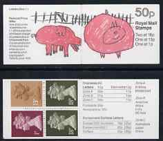 Great Britain 1988 London Zoo #1 (Child's Drawing of Pigs) 50p booklet complete, SG FB47, stamps on , stamps on  stamps on zoos, stamps on  stamps on animals, stamps on  stamps on pigs, stamps on  stamps on swine, stamps on  stamps on  zoo , stamps on  stamps on zoos, stamps on  stamps on 