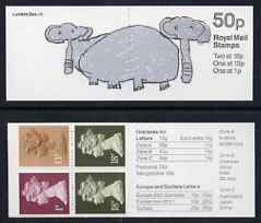 Great Britain 1988 London Zoo #4 (Child's Drawing of Elephants) 50p booklet complete, SG FB49, stamps on , stamps on  stamps on zoos, stamps on  stamps on animals, stamps on  stamps on elephants, stamps on  stamps on  zoo , stamps on  stamps on zoos, stamps on  stamps on 