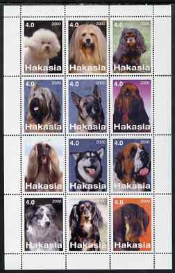 Chakasia 2000 Dogs perf sheetlet containing set of 12 values unmounted mint, stamps on , stamps on  stamps on dogs