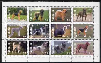 Sakhalin Isle 2000 Dogs perf sheetlet containing set of 12 values unmounted mint, stamps on , stamps on  stamps on dogs