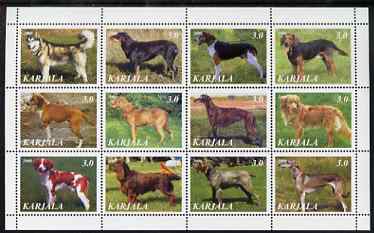 Karjala Republic 2000 Dogs perf sheetlet containing set of 12 values unmounted mint, stamps on , stamps on  stamps on dogs