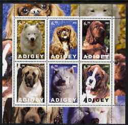 Adigey Republic 2001 Dogs perf sheetlet containing set of 6 values unmounted mint, stamps on , stamps on  stamps on dogs